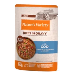 Nature's Variety Codfish Bites em sachê de molho para gatos adultos
