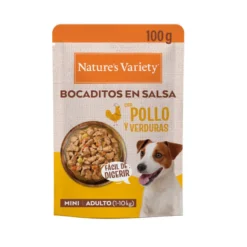 Nature's Variety Comida húmida de frango em saquetas em molho para cães adultos mini