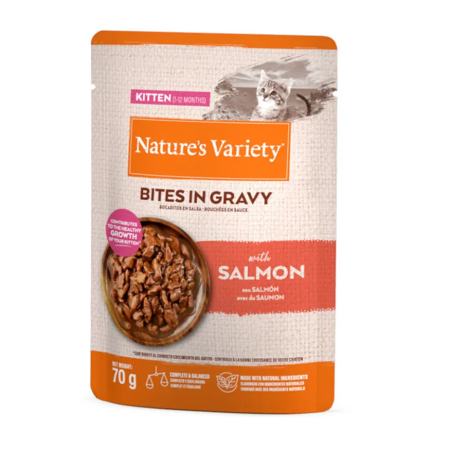Nature's Variety Kitten Salmon Bites em molho para gatos
