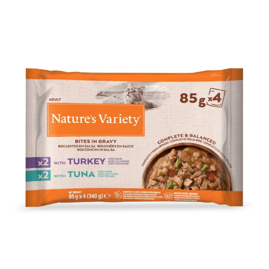Nature's Variety Pedaços de Peru e Atum Saquetas com molho para gatos