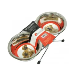 Nayeco comedouro duplo de aço inoxidável para cães