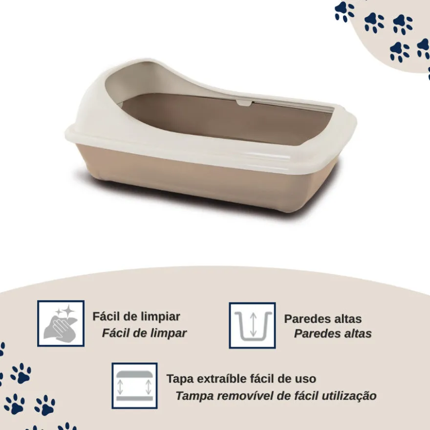 Nice Care Caixa de areia Birba bege com borda para gatos