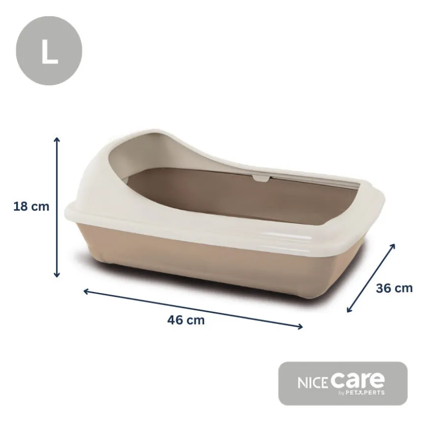 Nice Care Caixa de areia Birba bege com borda para gatos