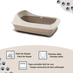 Nice Care Caixa de areia Birba bege com borda para gatos
