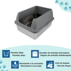 Nice Care Caixa de Areia em Aço Inoxidável para gatos