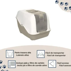 Nice Care Caixa de areia fechada Netta Close bege para gatos