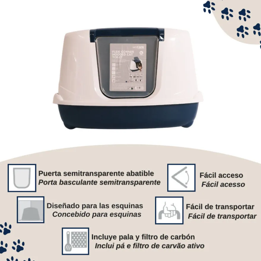 Nice Care Caixa de areia Flip Corner azul para Gatos