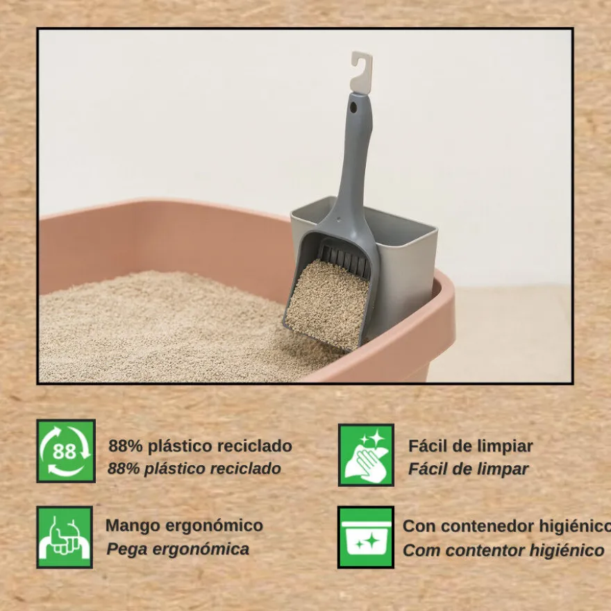 Nice Care Sanitary Scoop Pá para areia com recipiente para gatos