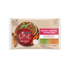 One Adult Mini Small Weight Control Multipack Frango e Peru com molho em saquetas para cães