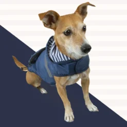Outech Capa de chuva azul-marinho com bolso para cães