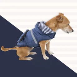 Outech Capa de chuva azul-marinho com bolso para cães