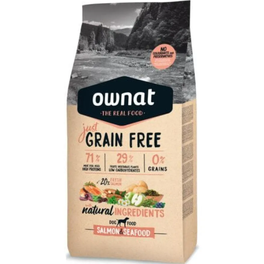 Ownat Just Grain Free Salmão e Marisco ração para cães