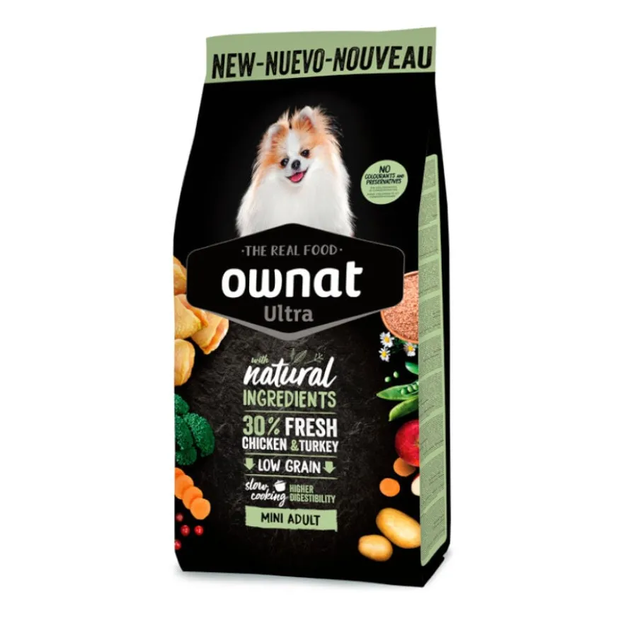 Ownat Mini Adult Ultra Frango e Peru ração para cães