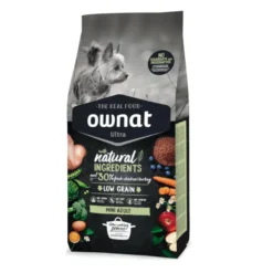 Ownat Mini Adult Ultra Frango e Peru ração para cães
