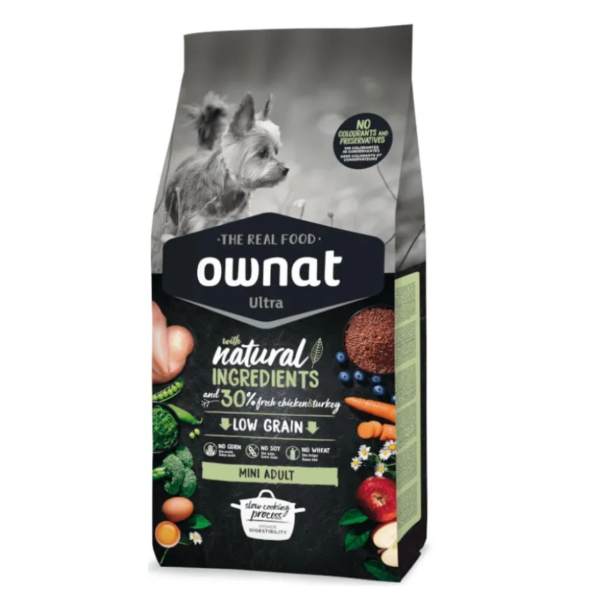Ownat Mini Adult Ultra Frango e Peru ração para cães