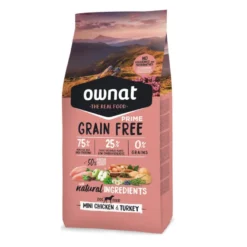 Ownat Mini Prime Frango e Peru ração para cães