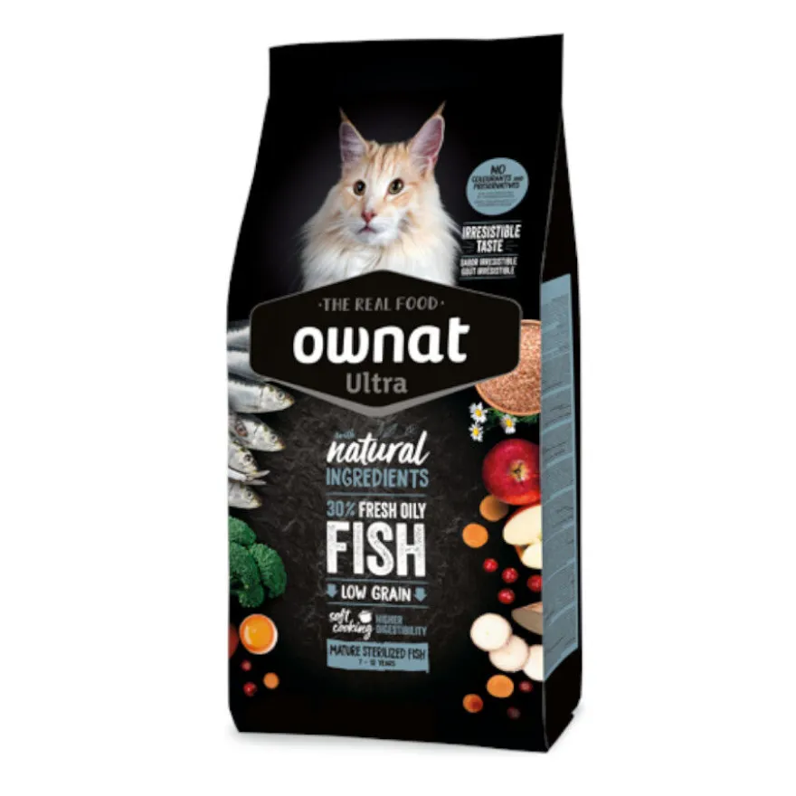 Ownat Ultra Mature Esterilizado Ração de peixe para gatos