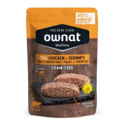 Ownat Wetline Frango e Camarão saquetas para gatos