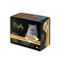 Pack Brinquedo de vara de pesca Flamingo + 24 latas x 85 g Majesty Adult Mousse Mix para gatos