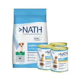 Pack Nath Puppy Ração + Latas de Frango em gelatina para cachorros
