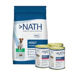 Pack Nath Ração Adult Mini Frango + Latas Monoprotein Vitela para Cães