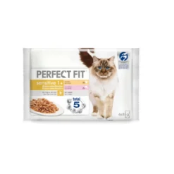 Perfect Fit Adult Sensitive Sterelized Frango e Salmão saqueta em molho para gatos