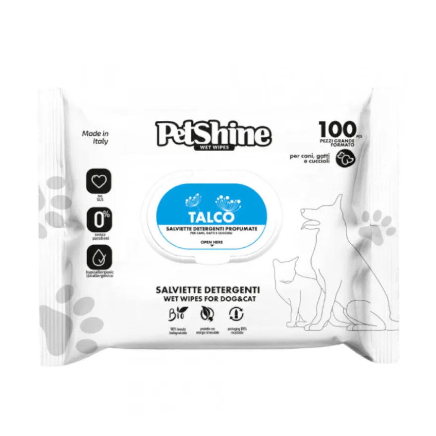 PetShine Toalhetes Húmidos Talco para cães - Pack Económico