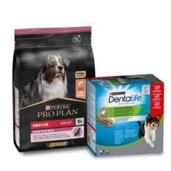 Pro Plan Pack de Ração e Snacks Dermatológicos para cães de porte médio