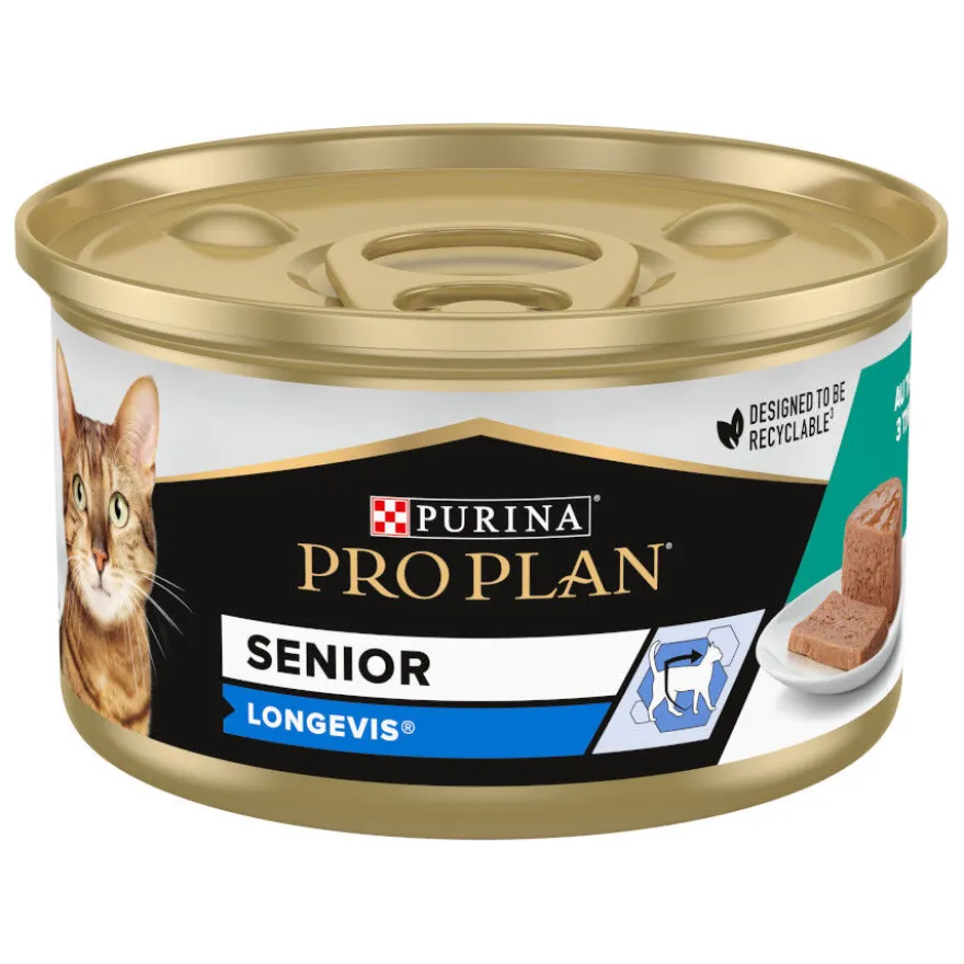 Pro Plan Senior Longevis Mousse de Atum em lata para gatos
