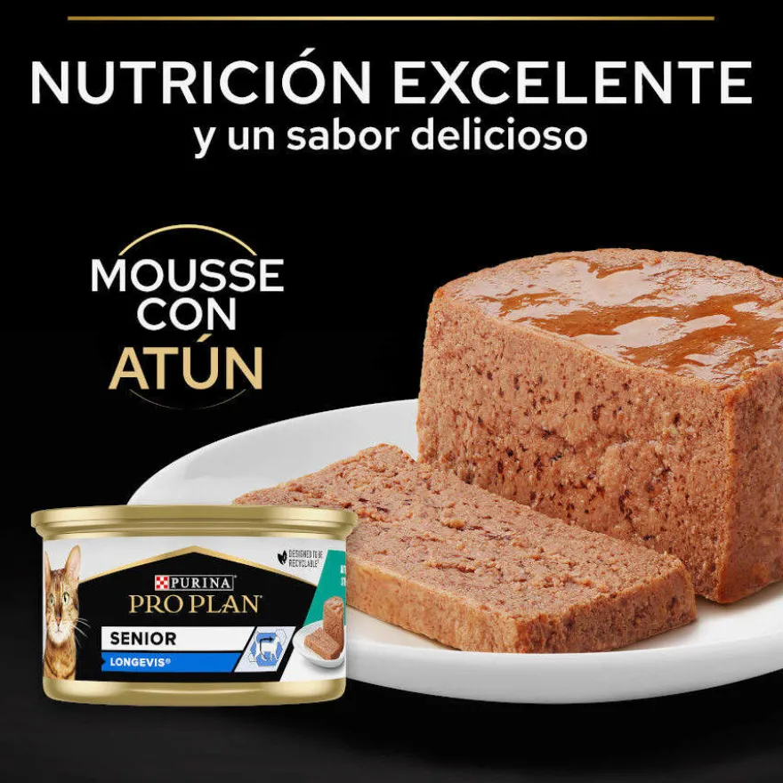 Pro Plan Senior Longevis Mousse de Atum em lata para gatos
