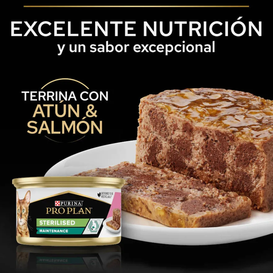 Pro Plan Sterilised Adult Salmão e Atum em terrina para gatos