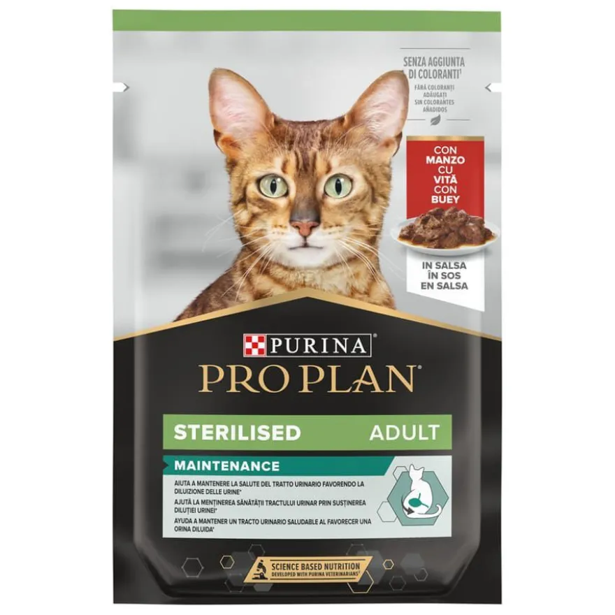 Pro Plan Sterilised Maintenance saquetas com vaca em molho para gatos