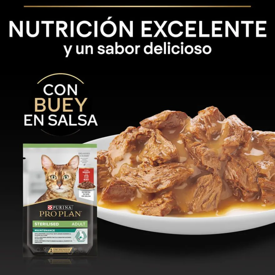 Pro Plan Sterilised Maintenance saquetas com vaca em molho para gatos