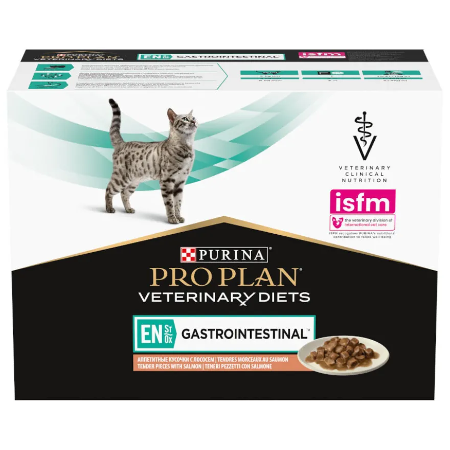 Pro Plan Veterinary Diets Feline Gastrointestinal Salmão em Molho saquetas para gatos - Multipack 10