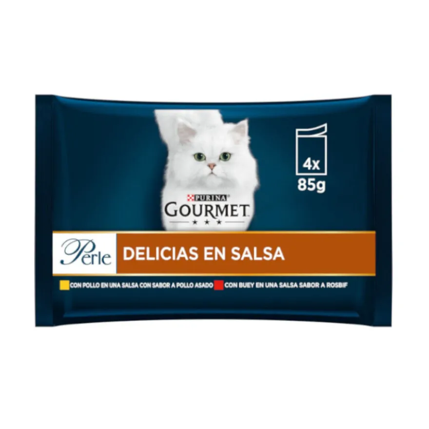 Purina Gourmet Perle Frango e Boi saquetas em molho para gatos