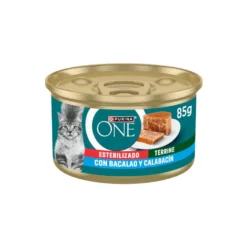 Purina One Esterilizado Comida húmida de bacalhau e curgete em terrina para gatos
