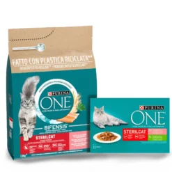 Purina One Pack de Ração e Alimento Húmido de Salmão para gatos esterilizados