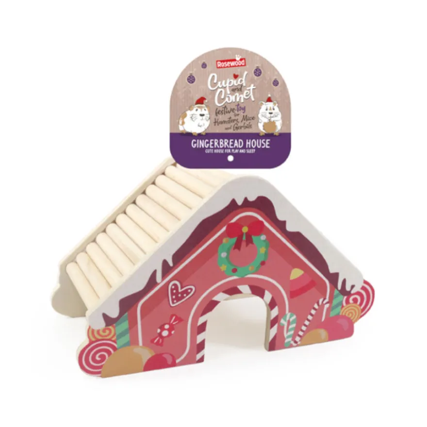 Rosewood Wooden Christmas Gingerbread House Casinha de Madeira para Roedores
