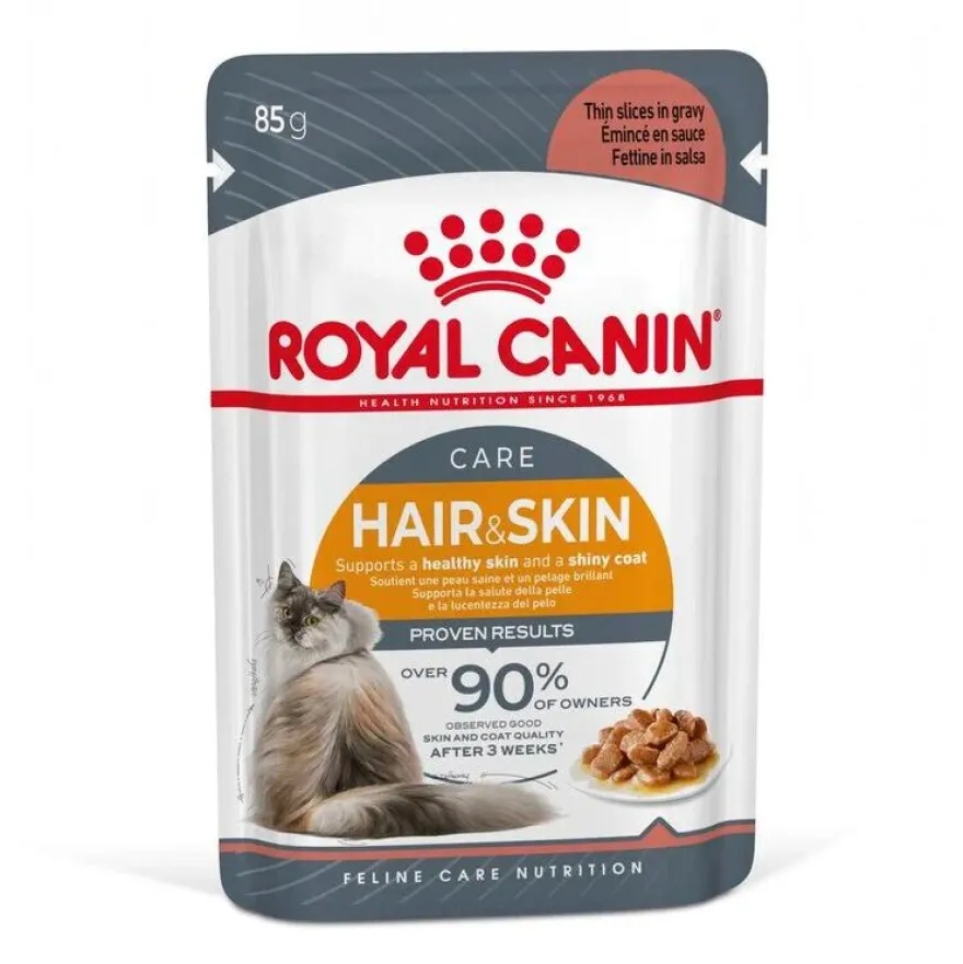 Royal Canin Hair and Skin alimento húmido em molho saquetas para gatos