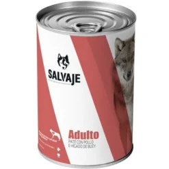 Salvaje Adulto Frango e Fígado de Boi em Patê lata para cães