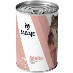 Salvaje Adulto Frango e Porco em Patê lata para caes