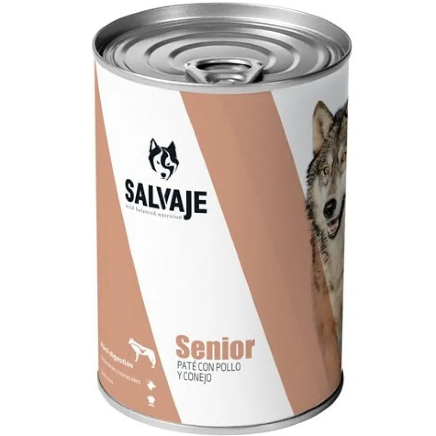 Salvaje Senior Frango e Coelho patê em lata para cães