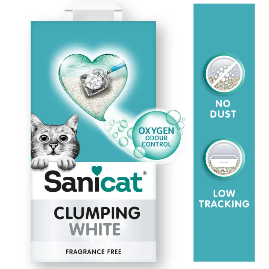 Sanicat Clumping White Areia Aglomerante Branca para gatos