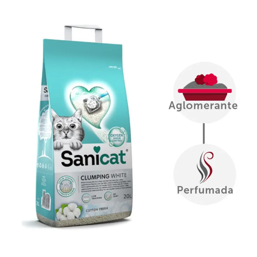 Sanicat Cotton Fresh Areia Branca Aglomerante para gatos