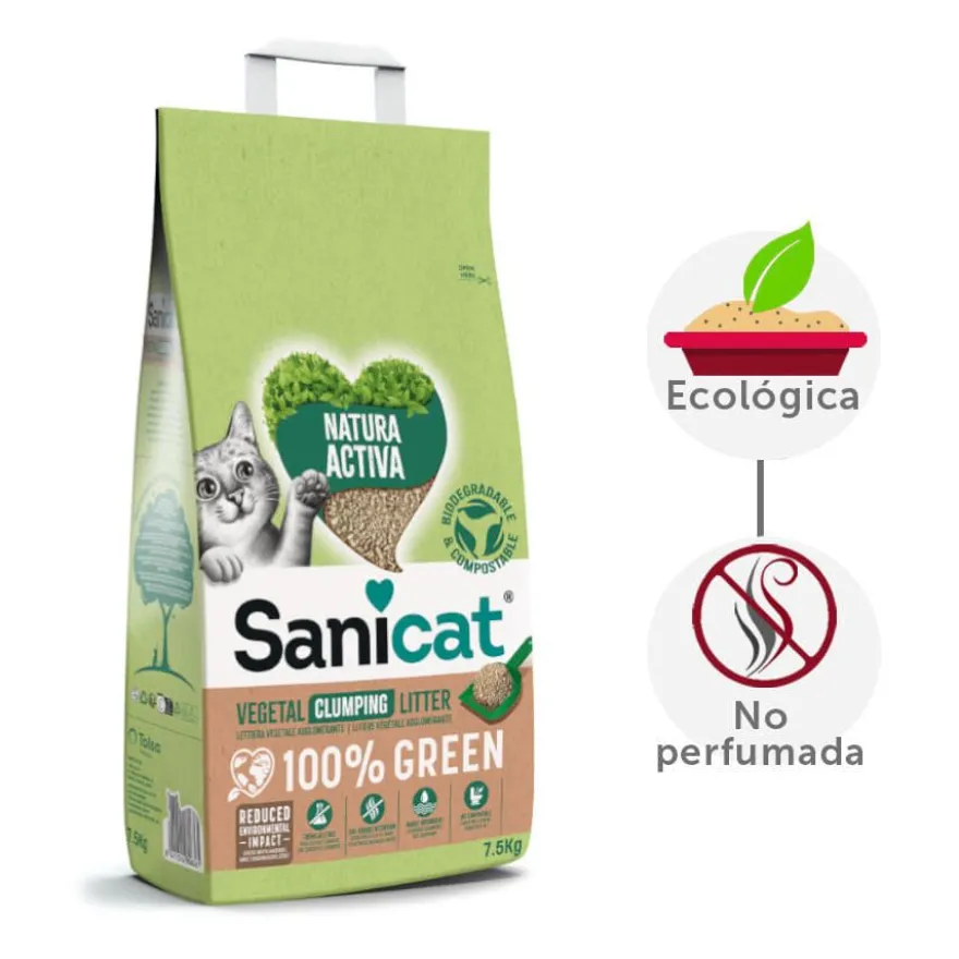 Sanicat Natura Activa 100% Green Areia Vegetal para gatos