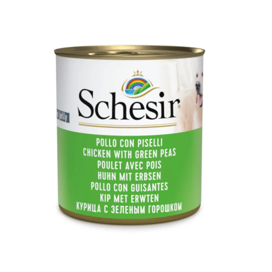 Schesir Adult Frango com Ervilhas lata para cães