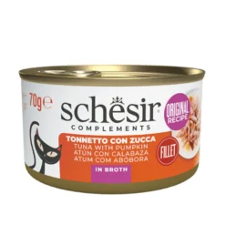 Schesir Filés de Atum com Abóbora em Caldo lata para gatos