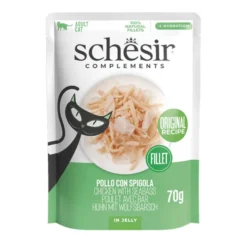 Schesir Filés de Frango com Robalo em Sachê de Gelatina para Gatos