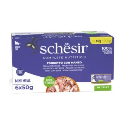 Schesir Nature Atum e Bife de Boi em Geleia lata para gatos