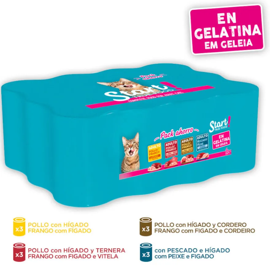 Start Multipack Alimento húmido de carne e peixe em saquetas para gatos Pack Poupança!